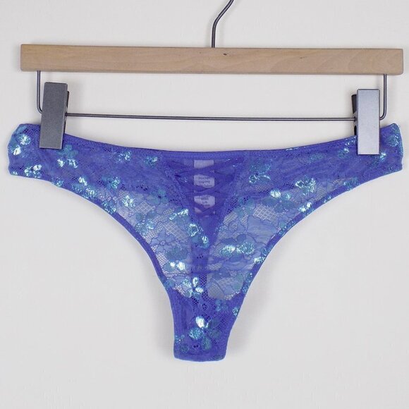 nwt Victoria's Secret dream angels thong lace mesh floral metallic - Picture 3 of 5